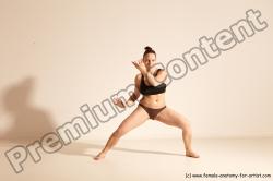 Underwear Martial art Woman White Moving poses Average long colored Dynamic poses Academic